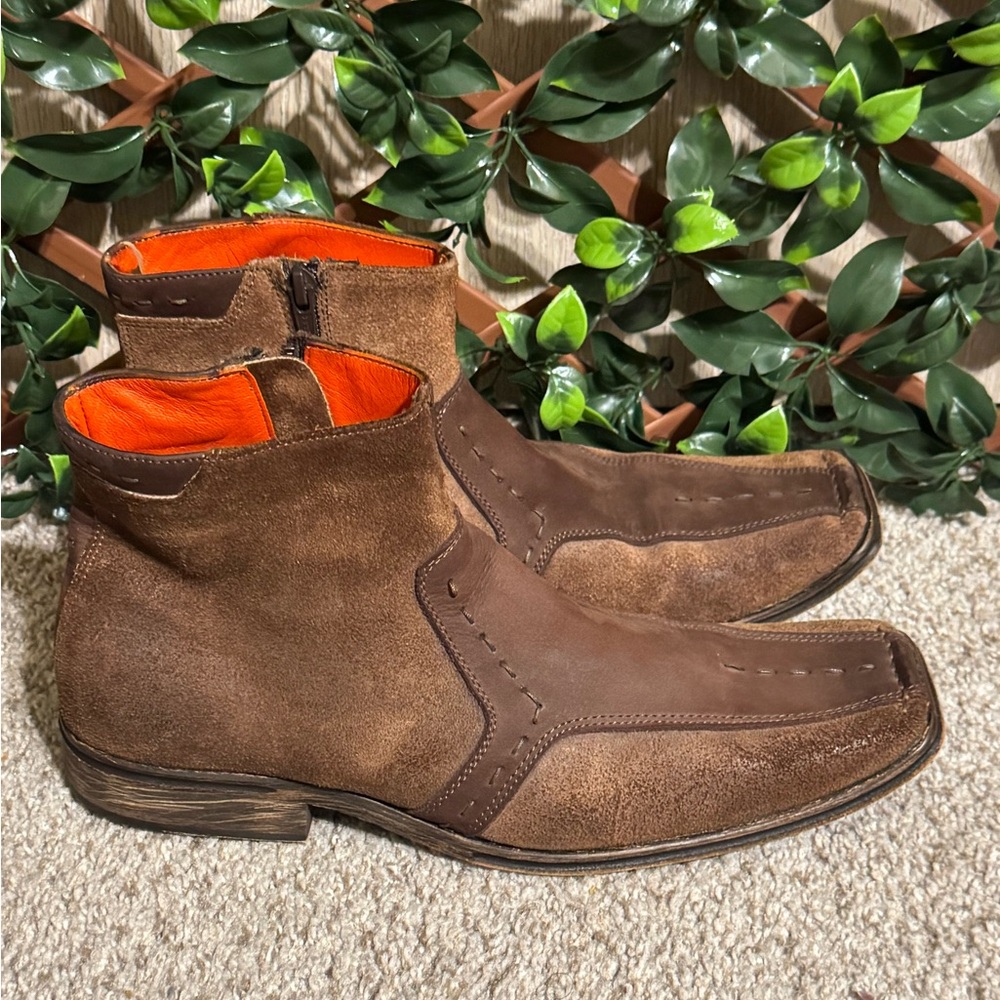 Mark Nason “Frequency” Men’s Caramel Brown Leather Zip Ankle Boots – Size 8